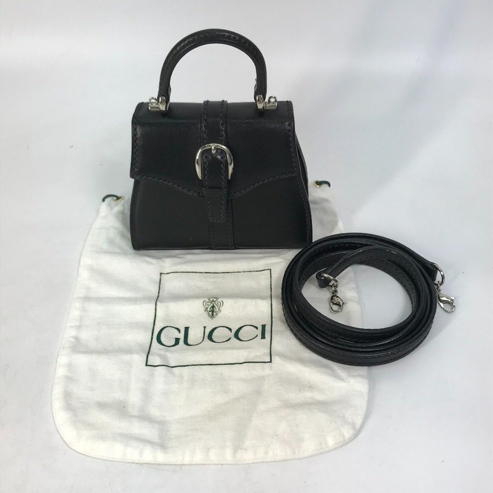 GUCCI 007.090.0234 Mini Shoulder Bag Leather Women's Black - Picture 15 of 15